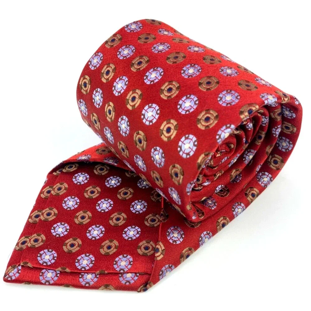 IKE BEHAR New York Red Tie 100% Imported Silk Hand Tailored Woven Mens Necktie